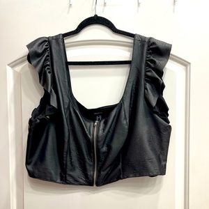 Black leather crop top